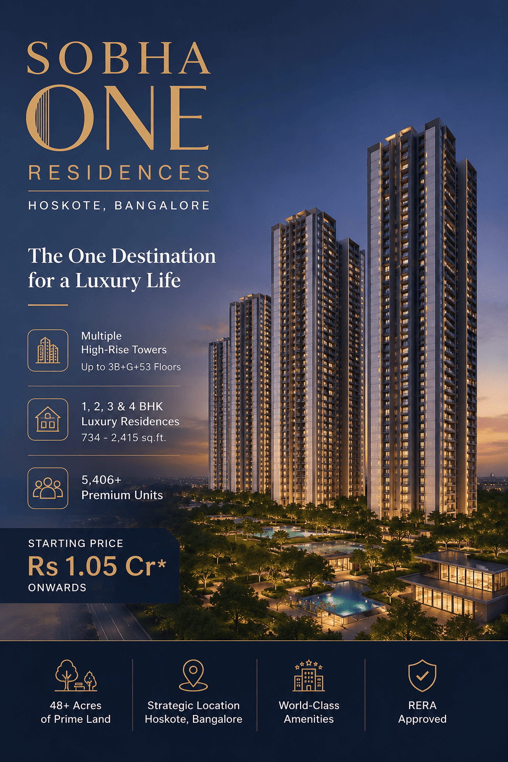 Sobha One Residences luxury apartments by DLF Group in Bangalore